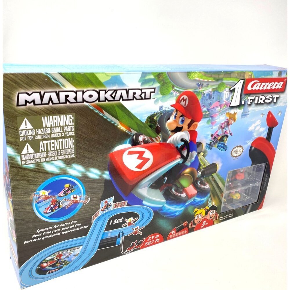 Carrera First Mario Kart Racing Set Featuring Mario and Peach Super Mario